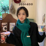 Winter Knitting Scarf Men Women Fastener Thermal Neck Warmer Solid Fleece Keep Warm Scarf Thickening Windproof Neck Cover