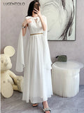 New Fashion Luxurry White Long Dress Women Sleeveless High-End Vintage Elegant Party Dresses Vestidos Female Clothing