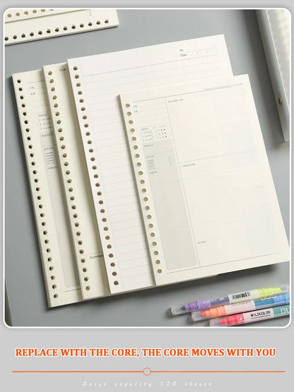 A4/B5/A5 Loose Leaf Refill Binder Notebook Blank/Line/Grid/Cornell Replacable Metal Ring Office&School Supplies Stationery