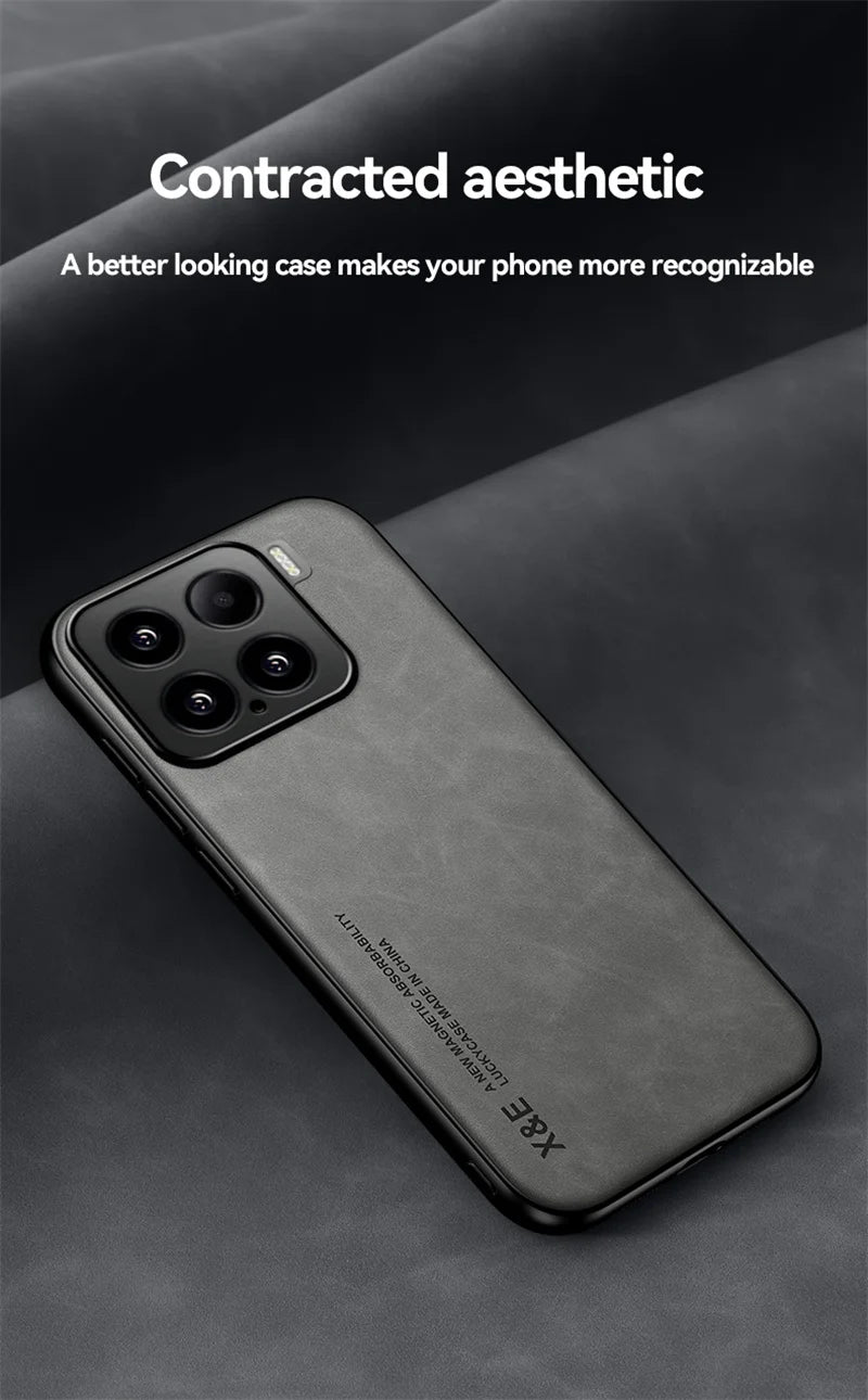 Funda For Xiaomi 15 5G Case Leather Car Magnetic Holder Phone Cover For Xiaomi 15 Pro Xiaomi15 Mi15 15Pro Soft TPU Protect Coque