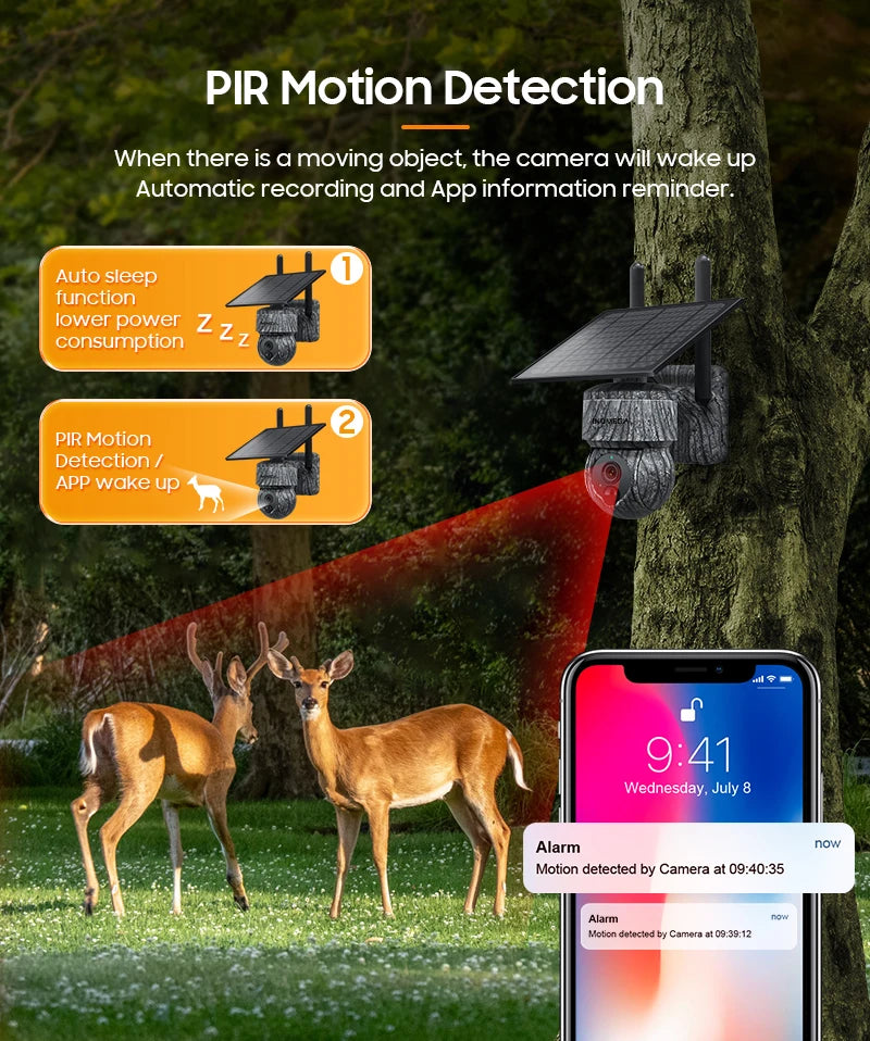 INQMEGA 5MP 4MP WIFI Wireless PTZ Solar Camera 4G SIM With Solar Panel Two Way Audio Security Protection CCTV Camera Battery Cam