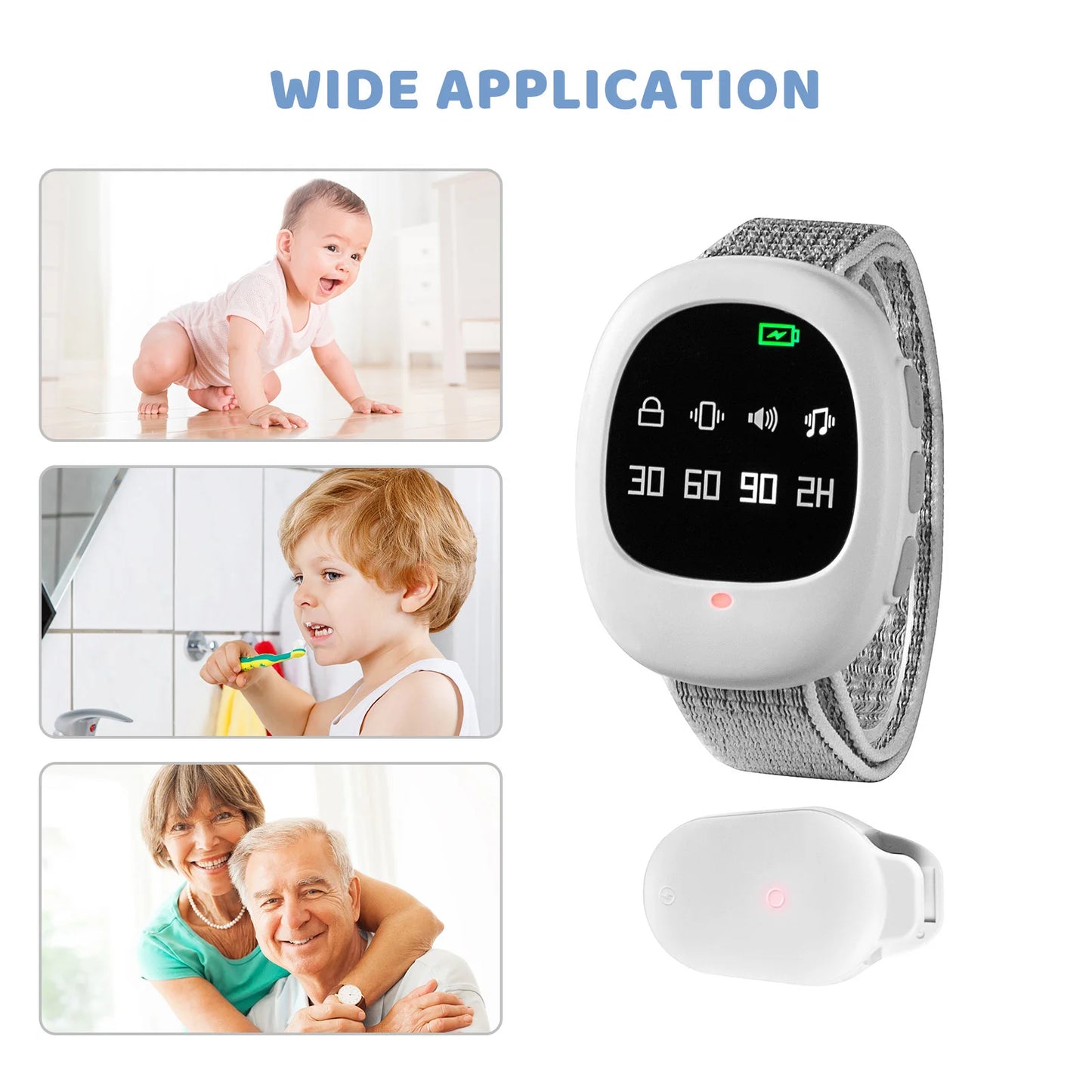 Alarma inalámbrica para enuresis de 40 m, sensor de entrenamiento para ir al baño para adultos mayores, con pulsera para niños y adultos mayores.