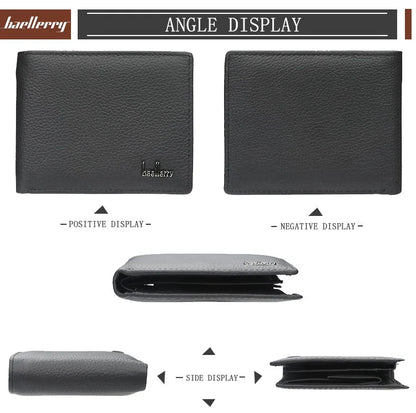 Baellerry Men Genuine Cow Leather Wallet Card Holder Male Purse Short with Coin Pocket Leather Wallets for Men