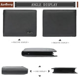 Baellerry Men Genuine Cow Leather Wallet Card Holder Male Purse Short with Coin Pocket Leather Wallets for Men