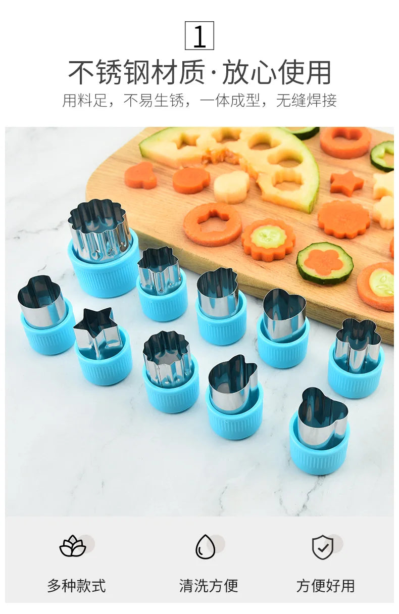 Star Heart Shape Vegetables Cutter Plastic Handle 3Pcs Portable Cook Tools Stainless Steel Fruit Cutting Die Kitchen Gadgets