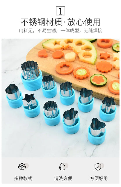 Star Heart Shape Vegetables Cutter Plastic Handle 3Pcs Portable Cook Tools Stainless Steel Fruit Cutting Die Kitchen Gadgets
