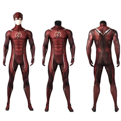 Red Barry Allen Cosplay Costume Adult Men Bodysuit Mask Full Set Halloween Zentai Suit Custom Made