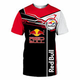 Summer New Red Bull T-shirt Men's Sports T-shirt Red Bull 3D Printed Short-sleeved Casual Oversized T-shirt Red Bull Clothing
