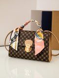 Casual Versatile Floral Print Shoulder Bag Simple Design Silk Scarf Handbag Fresh Sweet Style PVC Material Small Square Bag