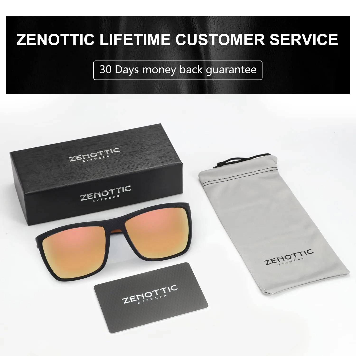 ZENOTTIC Polarized Sunglasses for Men Shades Lightweight TR90 Frame UV400 Protection Square Outdoor Travel Driving Sun Glasses