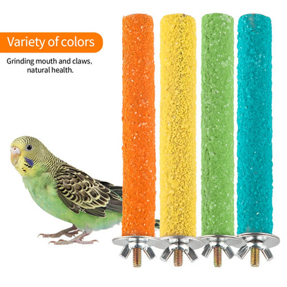 Barra para afilar picos y garras de pájaro, palo de pie, estación para loros, suministros para pájaros, soporte para afilar garras de loro, accesorios para jaulas