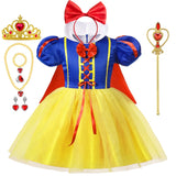 Fantasia de Princesa Branca de Neve para Meninas – Halloween, Festa de Aniversário, Brincadeiras e Fantasias Infantis (com Capa)