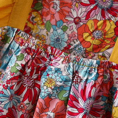 Vestido de verano para niña con tirantes y flores fragmentadas, sin mangas, de princesa, para recién nacida de 0 a 3 años, incluye gorro.