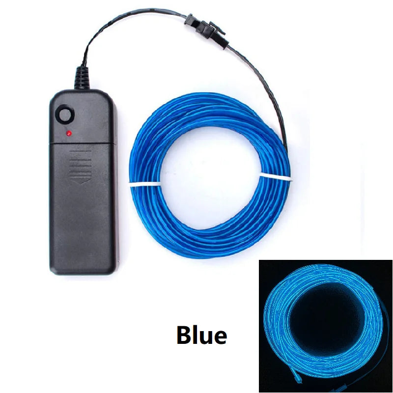 10/5/3/1M EL Wire Light Strip Battery USB Switch Neon Glowing String Lights DIY Rope Tube Halloween Blacklight Multicolor Decor