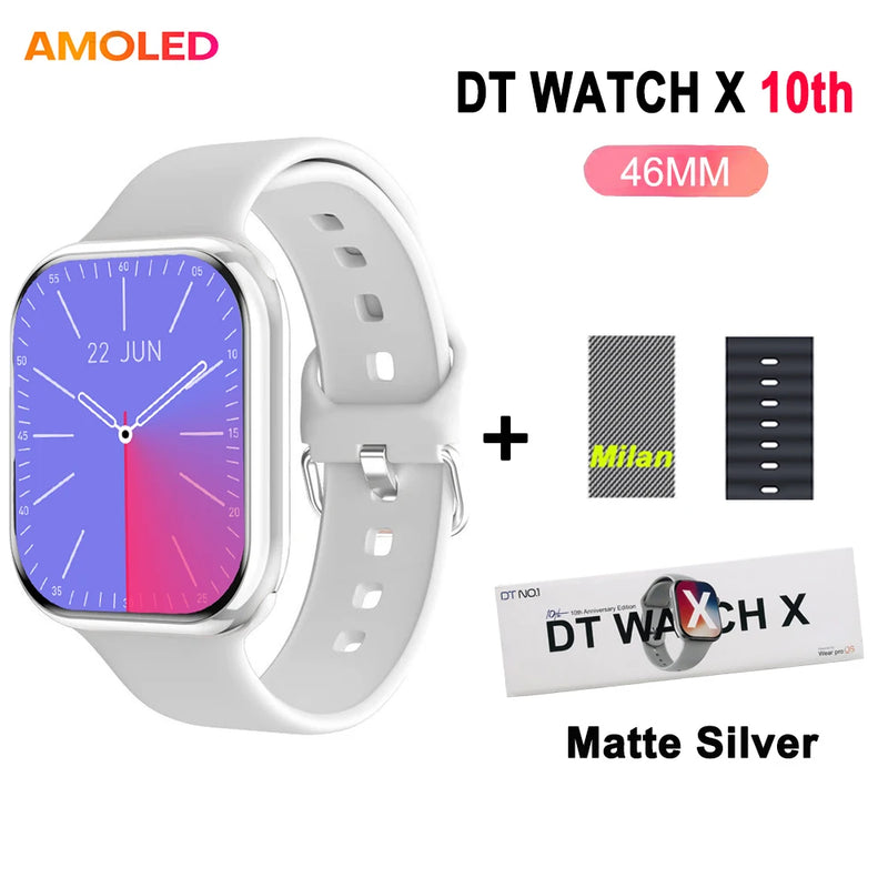 DT Watch 10 SmartWatch DT Watch X Amoled 46mm Screen Video Play Local Music 4GB NFC ChatGPT Compass SmartWatch For Apple Android