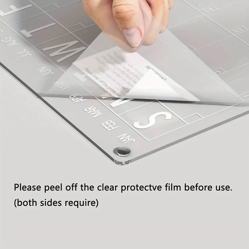 Magnetic Acrylic Dry-Erase Calendar-Clear Planner for Fridge, Ideal Kitchen Organizer for Home & Office with Marker Pen Included