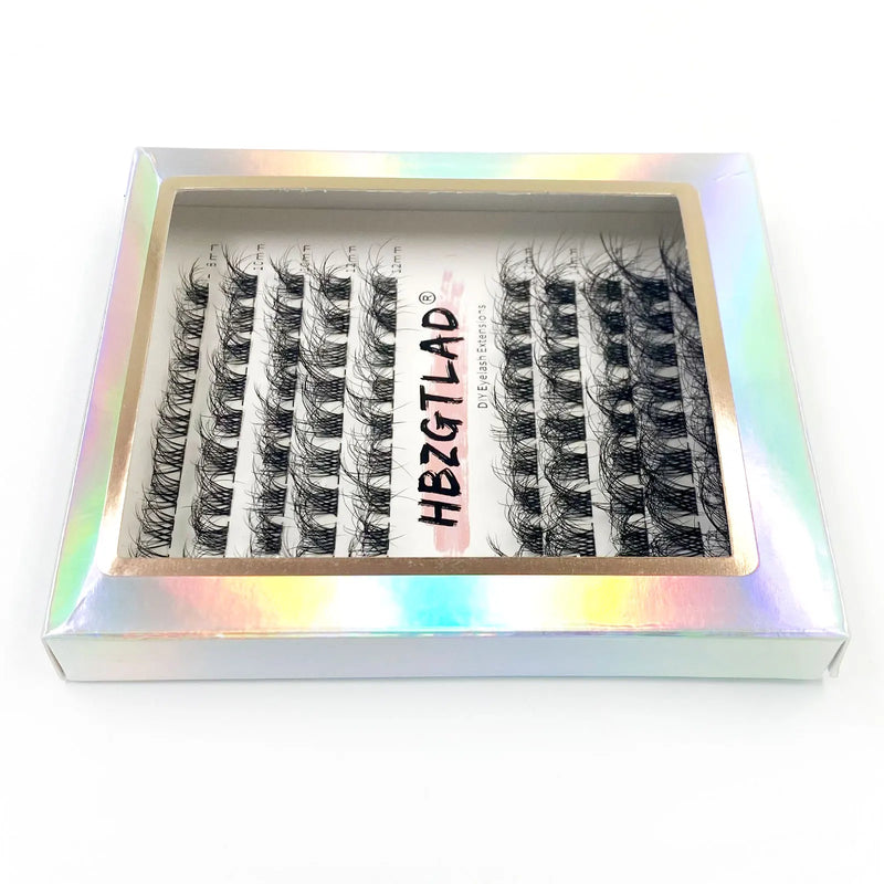 5D DIY Cluster Invisible band Lashes Segmented Bundle Thick Eyelashes Extension Russian Volume Individual False Lashes Cilios