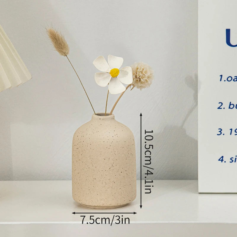 Ceramic Flower Vase Retro Table Decorative Vase Dried Flower Arrangement Pot Home Wedding Gifts Aesthetic Vase Desktop Ornament
