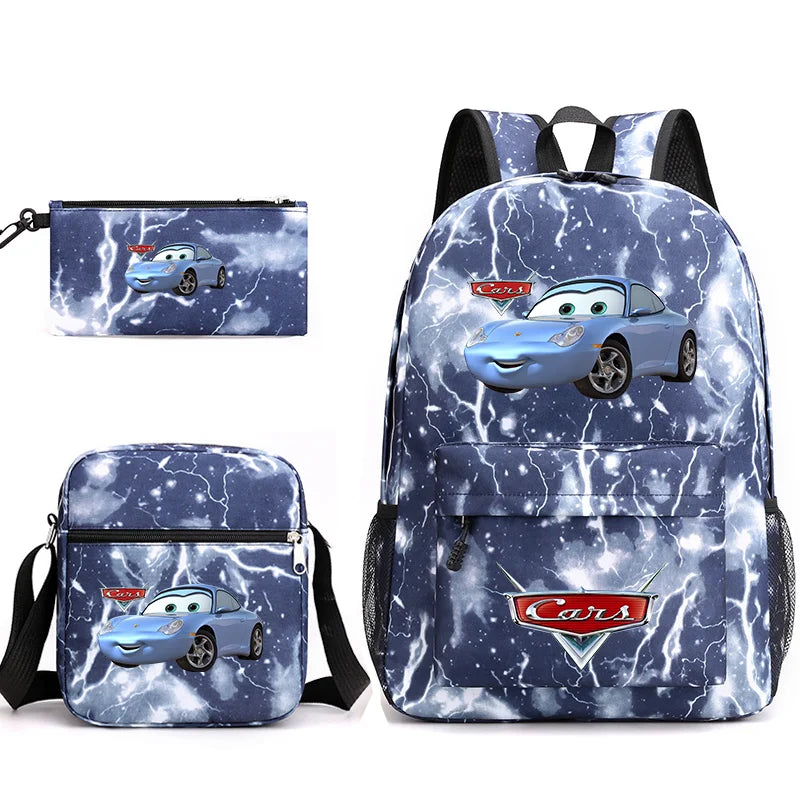 3pcs Disney Pixar Cars Lightning McQueen Students Backpacks Schoolbags Pencil Case Shoulder Bags Boys Girls School Bags Sets