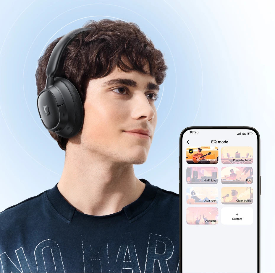 Fone de Ouvido Sem Fio Baseus EH10 NC ANC com Cancelamento de Ruído Híbrido Adaptativo de 45dB, Hi-Res LDAC, Bluetooth 6.0 e 80 Horas de Autonomia