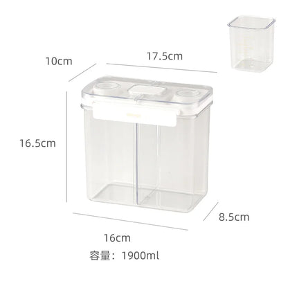 Dispensador de cereales de 3 l, contenedor sellado de cuatro compartimentos, resistente a la humedad, apilable, para refrigerios, café y granos, organizador de cocina.