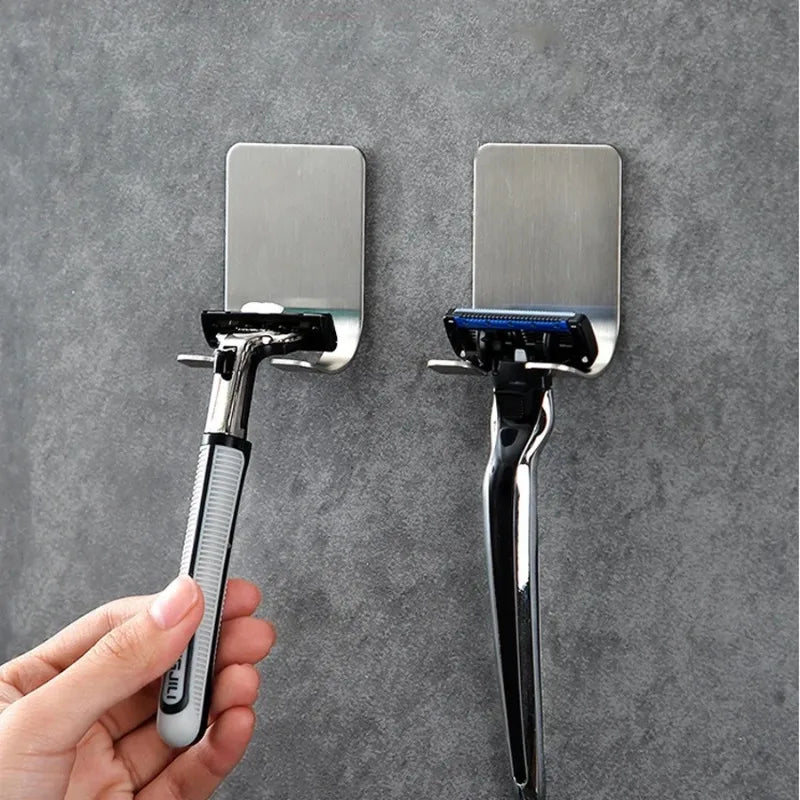 2 soportes para maquinillas de afeitar de acero inoxidable 304 para hombre, estante de almacenamiento para maquinillas de afeitar, organizador con ganchos para baño.