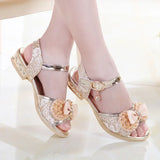 Girls Princess Shoes Summer Children High Heels Open-toe Party Wedding Toddler Sandals Non-slip Kids Casual Sequins Beach Shoes