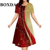 2026 New Women's Dresses Fashion Tie Dye Gradient 3D Printed Elegant Loose Dress Plus Size Female Casual Short Sleeve Dress  9XL