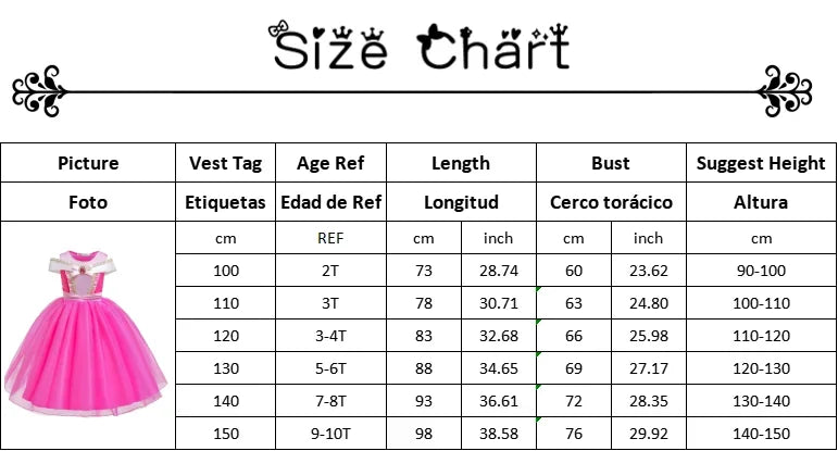 Girl Pink Dress Aurora Cosplay Costume Princess Deluxe Outfit Children Summer Brthday Party Elegant Gown Fairy Disguise Sets
