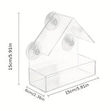 Acrylic Bird Feeder Clear Window Outside Hanging Bird Feeder House with Suction Cup for Garden Outdoor Backyard Wildlife Birding