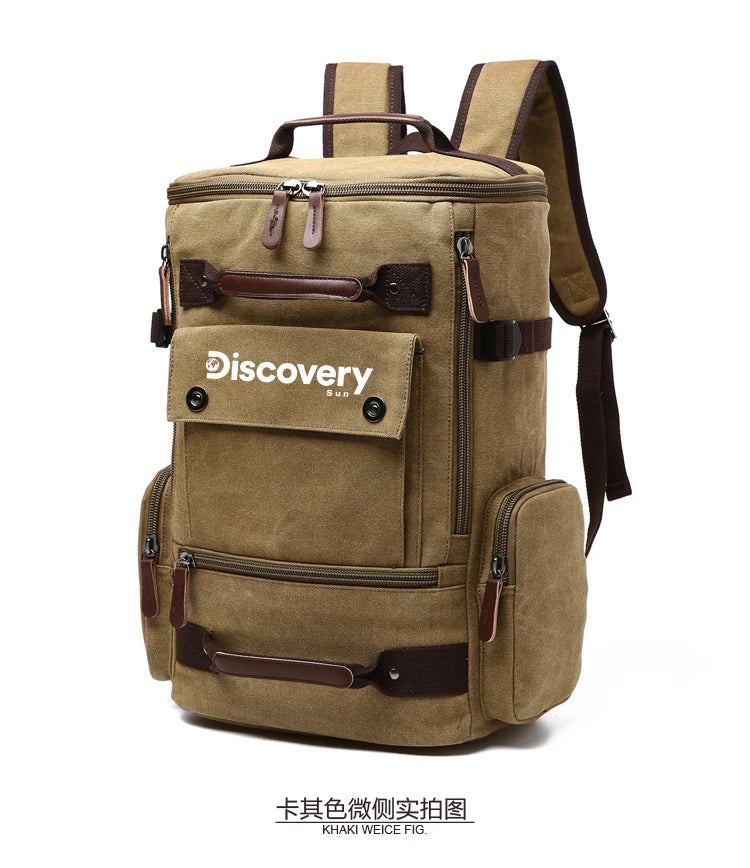 Mochila de lona multifuncional DISCOVERY-SUN, mochila informal para senderismo, mochila escolar para deportes al aire libre, mochila de viaje de gran capacidad.