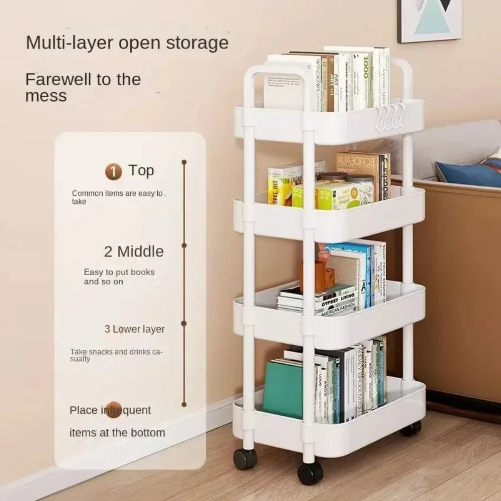 Multi-Layer Trolley Rack Kitchen Floor Bedroom Baby Snacks Mobile Bathroom Bathroom Storage Rack