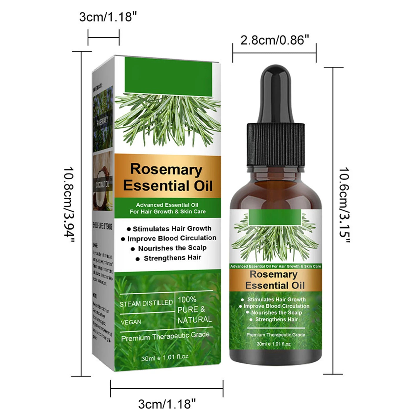 Óleo Essencial de Alecrim – Produtos Orgânicos para Crescimento e Fortalecimento Capilar – Óleo para Nutrição e Brilho do Cabelo e Saúde do Couro Cabeludo
