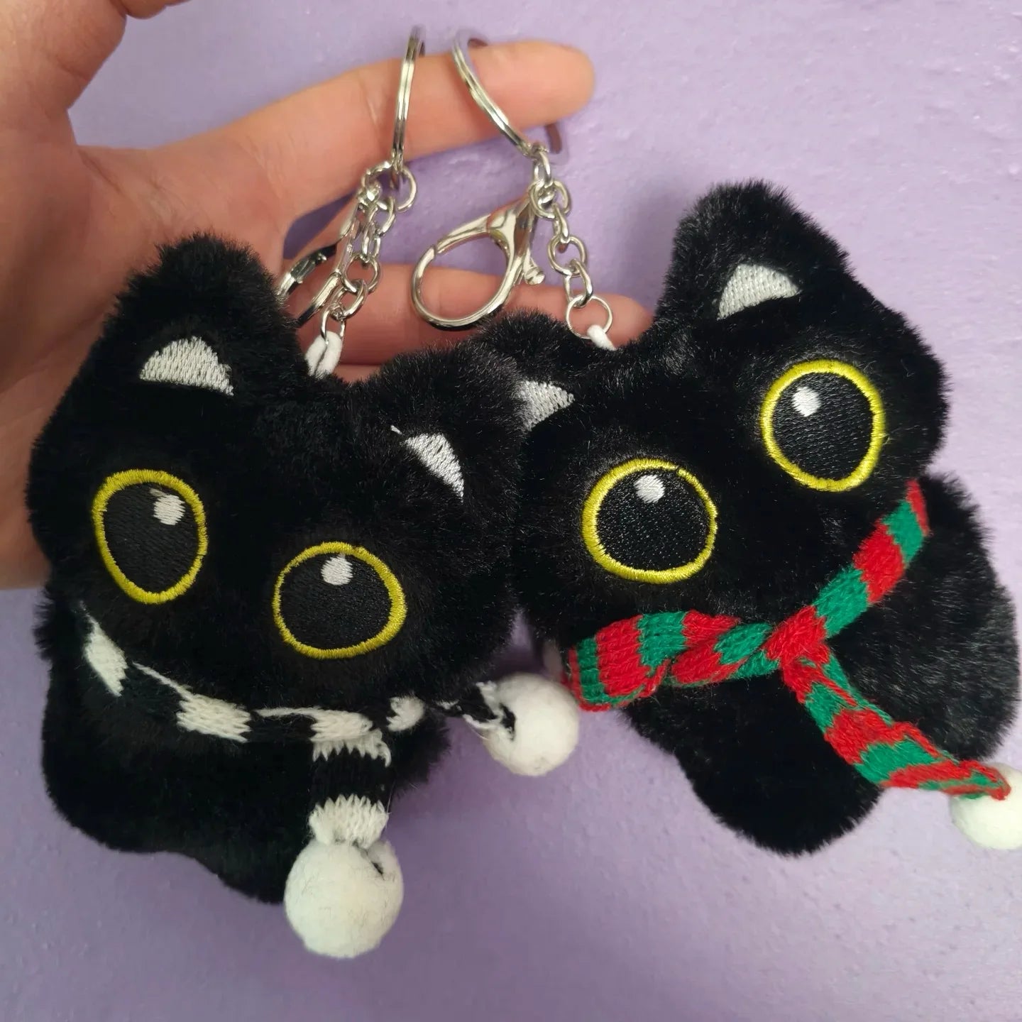 Black Cat Doll Pendant Keychain Cute Pilot Little Black Cat Hanging Backpack Keychain Creative Cat Plush Keychain Gift for Phone