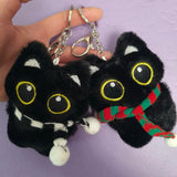 Black Cat Doll Pendant Keychain Cute Pilot Little Black Cat Hanging Backpack Keychain Creative Cat Plush Keychain Gift for Phone