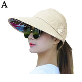 Fashion Women's Ladies Summer Vacation Wide Brim Foldable Sun Hat Anti-UV Beach Visor Caps Casual Hats