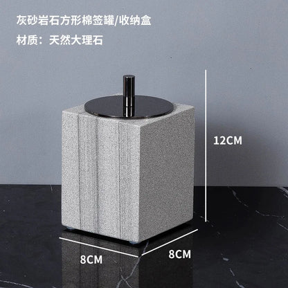 Nordic natural grey marble bathroom accessories Soap dispenser cotton swab jar tissue box soap dish tray bathroom decoration