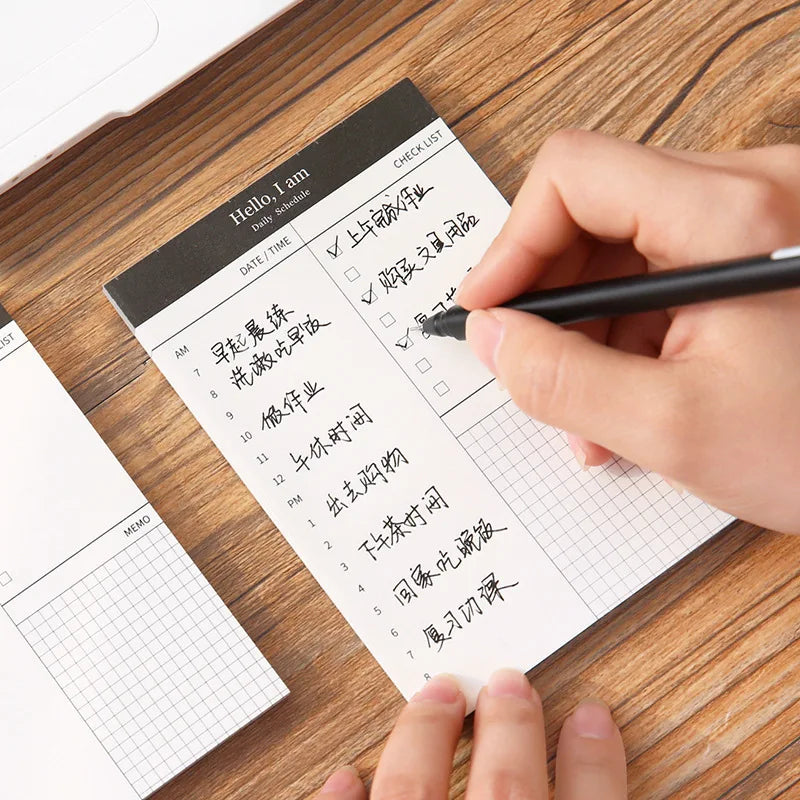 Mini daily checklist planner. Desk time schedule. Office/school notebook/planner. Stationery weekly planner.