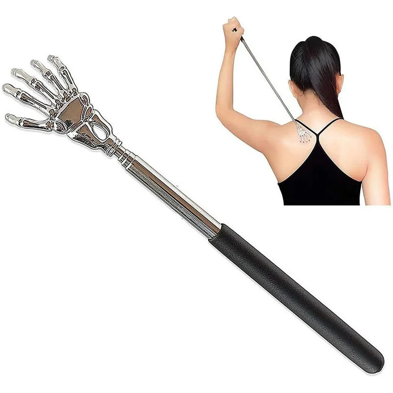 Skull Palm Telescopic Back Scratcher Hand Massager Back Slap with Rubber Handles Fun and Novel Tool for Decompression Hand Stick