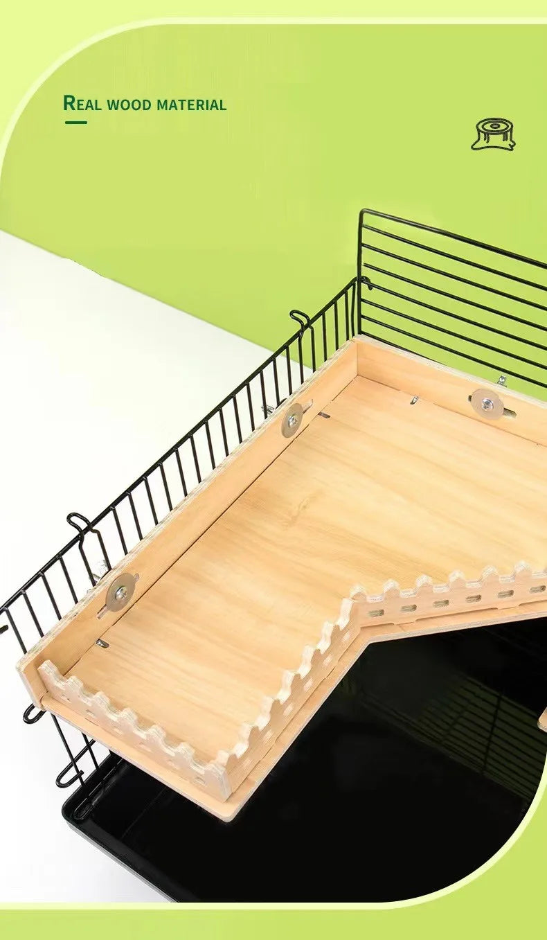 Practical Hamster Toy Thickened Entertainment Smooth Hamster Double Layer Wooden Climbing Platform with Ladder