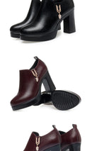 Comfortable Deep Mouth Soft Leather Anti-slip  Shoes Platform Spring 2024 Women's Block Black High Heels Office Mother Shoes