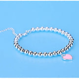 925 Sterling Silver beads chain Heart pendant Bracelets for Women Street all-match fashion designer Jewelry party wedding