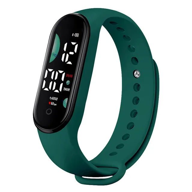 Relógio de pulso digital LED eletrônico feminino, relógio esportivo impermeável, pulseira simples de silicone, relógio casual, moda
