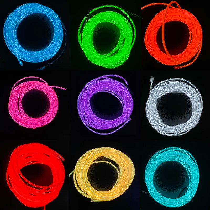 Flexible Neon Light 1M/2M/3M/5M EL Wire Led Neon Dance Party Atmosphere Decor Lamp RopeTube Waterproof Multicolor Led Strip Red