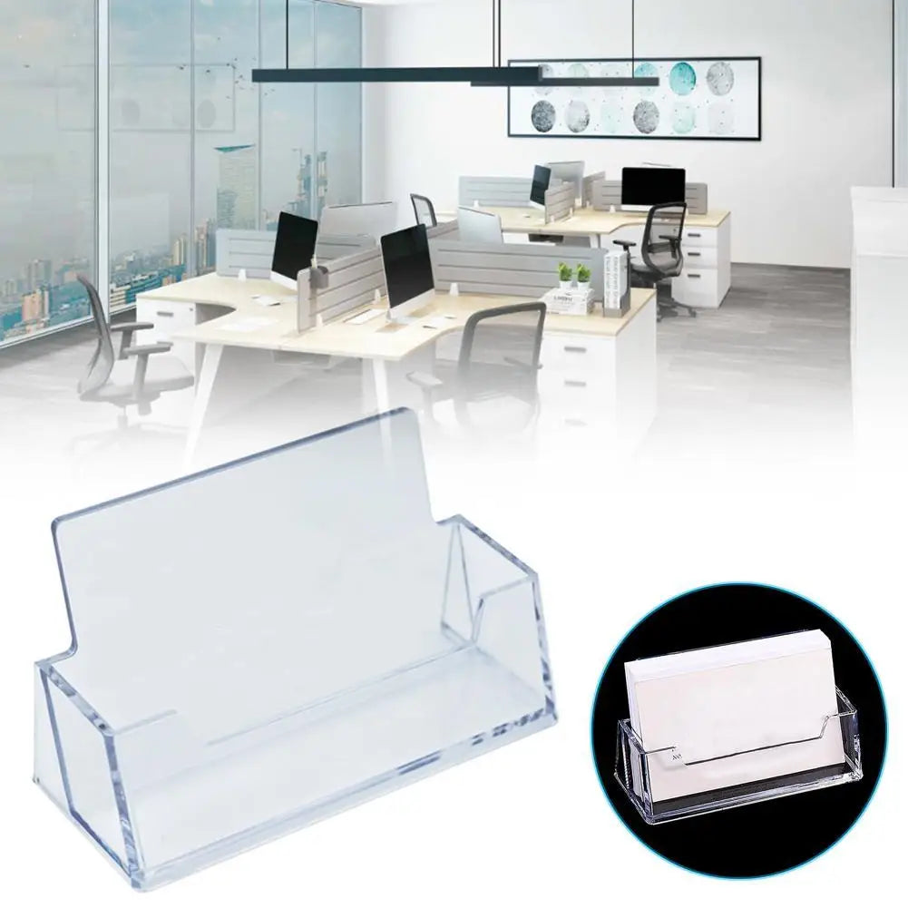 Clear Business Card Holder Organizer Office Desk Display Stand Memo Counter Accessories Tabletop Business Card Holder Storage