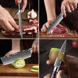 1-6 uds Juego de cuchillos de cocina de acero inoxidable 7CR17 440C láser Damasco japonés Santoku cuchillo rebanador cuchillo de Chef