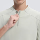 (M-4XL) camiseta de corrida de secagem rápida masculina gola meio zíper roupas de fitness masculina ajuste solto treinamento esportes mangas curtas