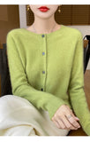 100% Merino Wool Long Sleeve Sweaters Cashmere Cardigan Spring Autumn Women O-Neck Knitwear Tops Clothing Fashion Basic Tops