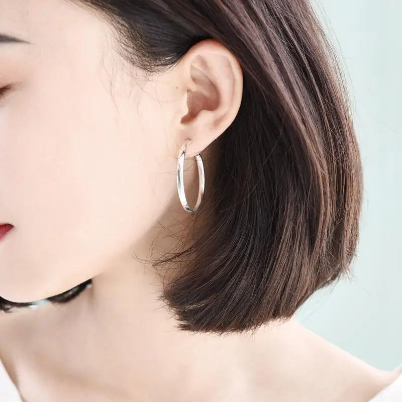 Somila S925 Sterling Silver Big Hoop Earrings For Women Brincos Moda Jewelry Accessories 3.0MM Fashion Cерьги Kольца 30-60MM