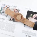 Summer Fashion Women Straw Belt Casual Bohemian Wide Summer Braided Waistbelt  Buckle Elastic Female Straw Waist Belt